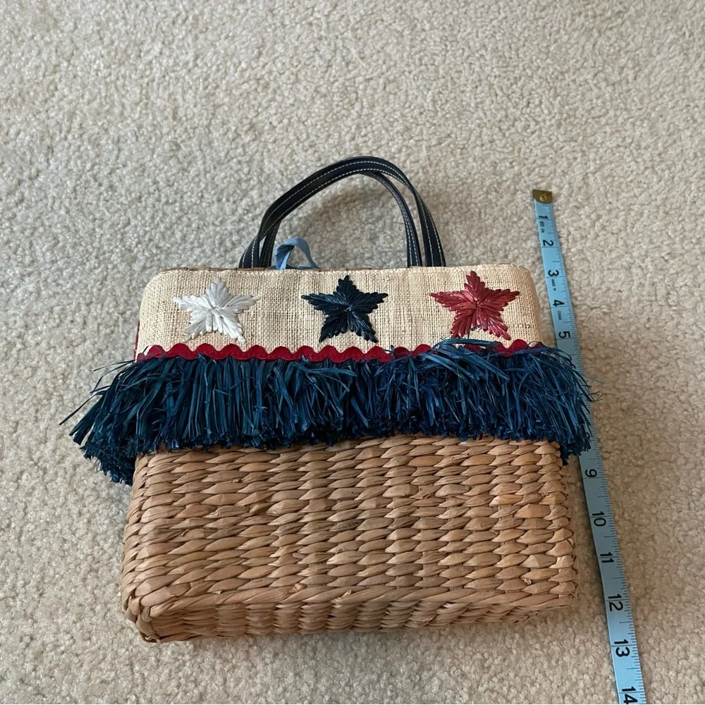 Straw Purse - 100% Natural Straw - 4th of July - Memorial Day - Labor Day - Flag - Picture 4 of 7
